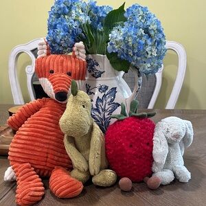 JELLY CAT Set with Fox, Dinosaur, Strawberry, and Bunny